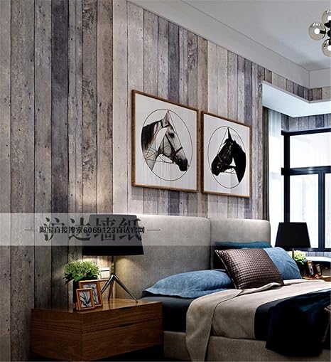 Amazon Wallpaper Nordicスタイルレトロreminiscence Wooden Plank木製壁紙シンプル リビングルームダイニングルーム背景壁紙10 X 0 53 M 壁紙