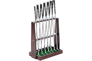 Lenwen Golf Club Rack Wooden Golf Putter Stand Holder Indoor Display Rack Holds 13 Clubs and 20 Golf Balls for Club Home Golf