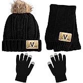 Kids Knit Hat/Scarf/Gloves Set,Winter Warm Set with Beanie and Long Scarf