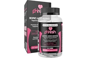 ACE NUTRITION pHresh Boric Acid Suppositories for Women, Suppositories for Odor Use, Natural Feminine Care Supports Vaginal Health & Promotes Healthy pH Balance - Made in USA