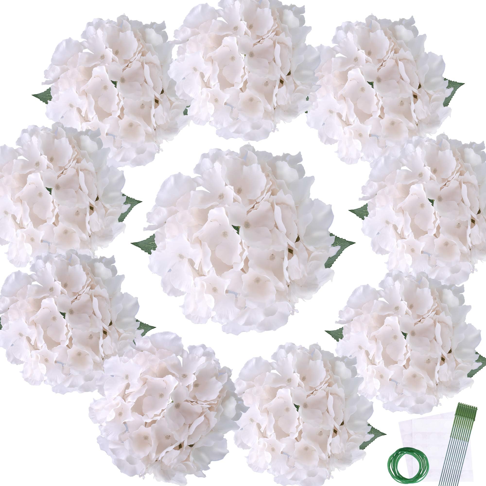 Trimgrace Hydrangea Silk Flowers 10 PCS with Stems and Leaves- Dry Aritificial Hydrangeas Flowers Bulk for Home Office Party Wedding Centerpieces Bouquets Decorations (Off-White)