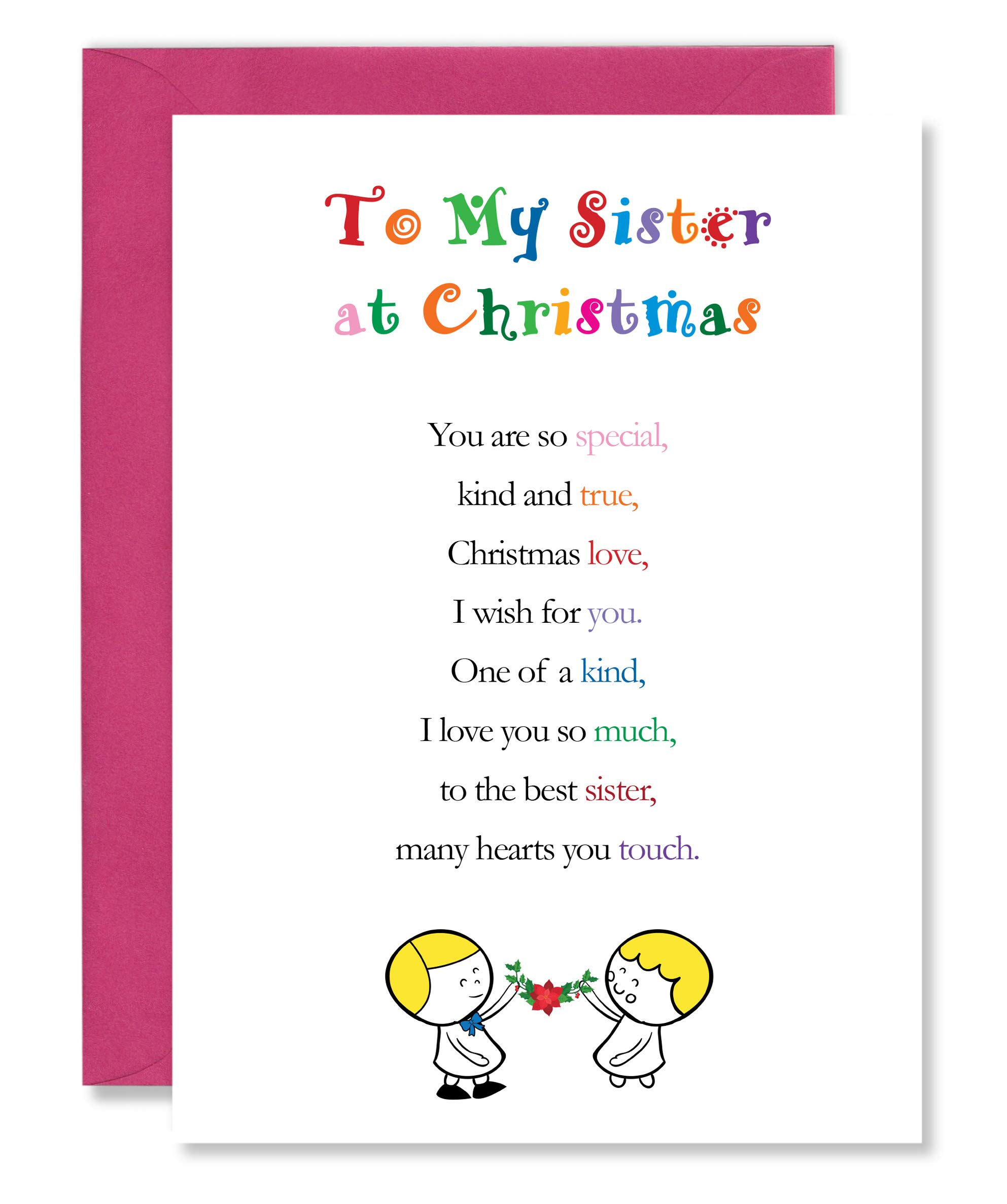 Clarabelle Cards - To My Sister at Christmas (Step Sister | Sister-in-Law | Best Friend) with Lovely Festive Poem Verse Greetings Card sold by Card Candy