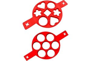 BELMAKS 2 Pack Pancake Mold Maker Pancake Molds Ring Fried Egg Mold Upgrade 7 Holes Nonstick Silicone Baking Round Mold Pancake Maker Egg Ring Muffin Pancake Mould