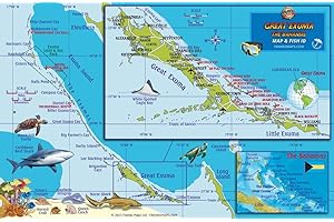 FrankosMaps Great Exuma the Bahamas Mini-map & Reef Creatures Identification Guide - Fish ID