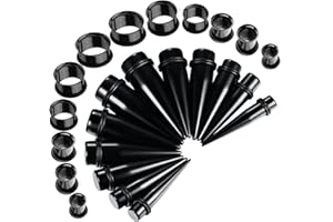 BodyJ4You 24PC Ear Stretching Kit - 00G-20mm Big Gauges - Surgical Steel Single Flare Tunnels Plugs Solid Acrylic Tapers - Stretchers Weights Expanders Eyelets