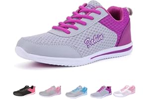 Womens Bowling Shoes Comfortable Breathable Lightweight Soft Sole Mesh Athletic Shoes Lace-Up Arch Support Walking Shoes