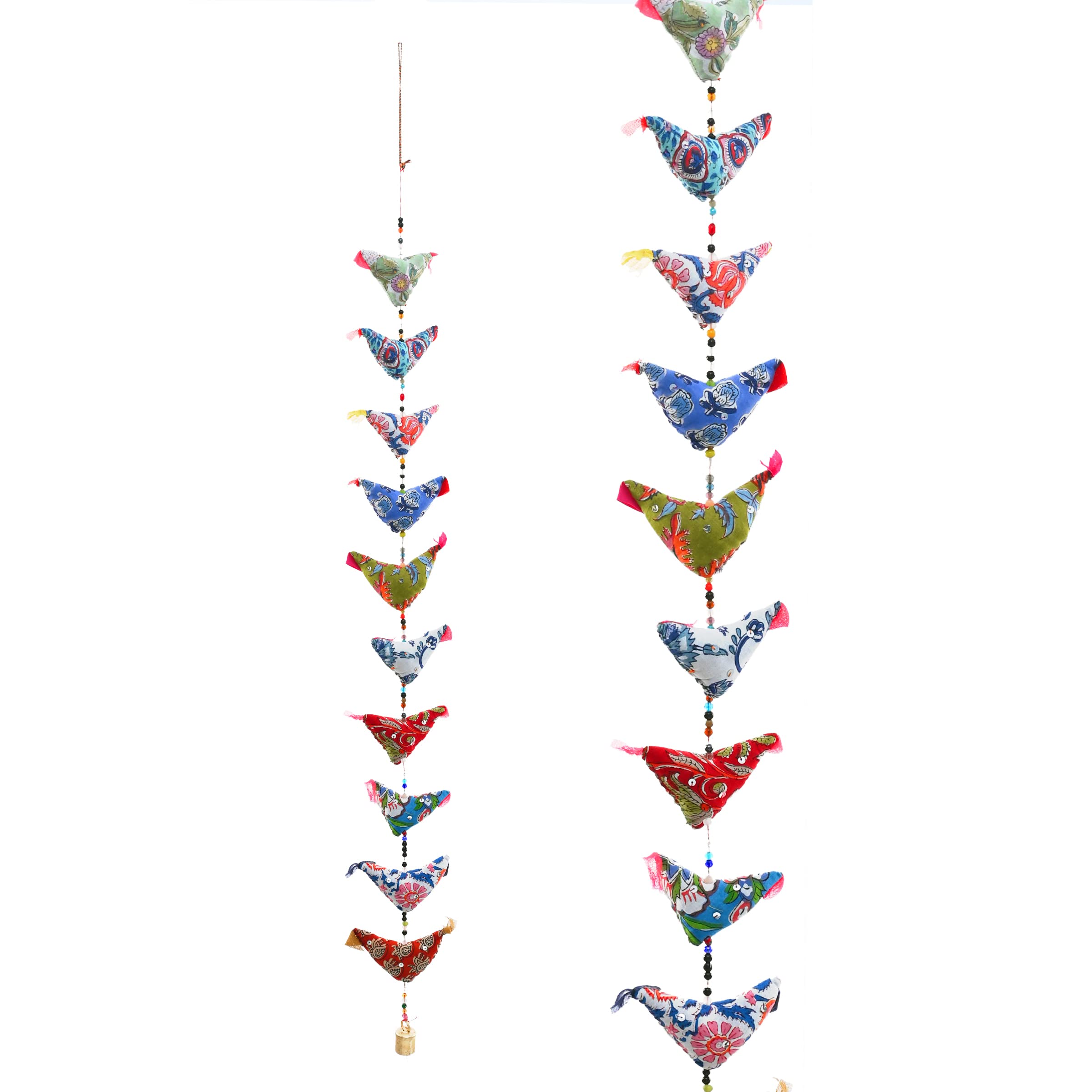 Indian Single Door Hanging 10 Fabric Birds Tota String Door Hangings with Bell Indian Traditional Decoration for Home Window Wall Bedroom Room Home Décor Gifting Ideas (Size :- 39"/ 3.25 Feet's)