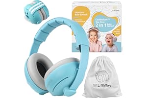 LittleTora 'CuddleEars' 2 in 1 Baby Ear Muff - Noise Canceling Infant Toddler Headphone Hearing Protection Earmuff for Plane