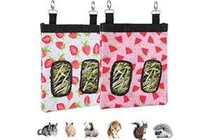 DZWLKJ Guinea Pig Hay Feeder, 2 Pack, 11 x 9 x 1 Inches, Stainless Steel, 600D Oxford, Watermelon and Strawberry