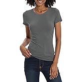 Urban CoCo Women's Short Sleeve Slim Fitted T-Shirts Basic Ribbed Casual Summer Tops