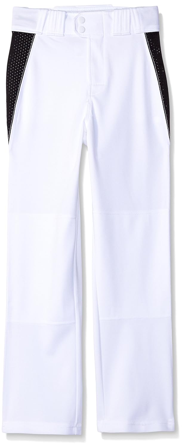 Rawlings Youth Relaxed Fit VNotch Insert Baseball Pant, White with Black Insert