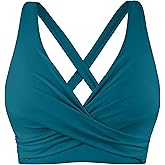Firpearl Women's Underwire Full Coverage Bikini Top Only Criss Cross Swim Crop Top Push Up Bathing Suit