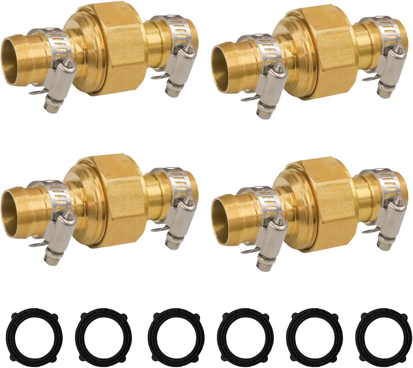 Hourleey Garden Hose Repair Connector with Clamps, Fit for 3/4" or 5/8" Garden Hose Fitting, 4 Set : Garden & Outdoor