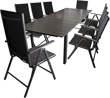 Amazon.de: 9tlg. Gartengarnitur Sitzgruppe Sitzgarnitur Alu Non Wood