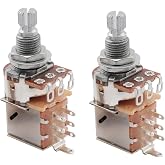Musiclily Basic A500K Metric 18 Spline Split Shaft Push/Pull Pots 2Pcs | Coarse, Audio Taper Potentiometers, for Electric Guitar Bass