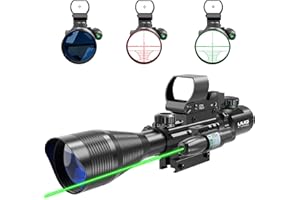 UUQ C4-12X50 Rifle Scope Dual Illuminated Reticle W/Laser Sight and Holographic Dot Reflex Sight