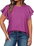 Eytino Womens Plus Size Hollow Out Ruffle Short