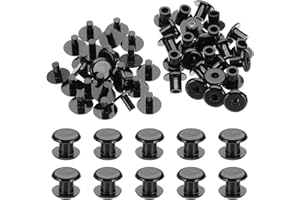 PATIKIL M5x6mm Plastic Binding Post, 24 Sets Plastic Chicago Screws Binding Screw Rivet Post Press-on Buckle for Leather Scrapbook Photo Albums, Black