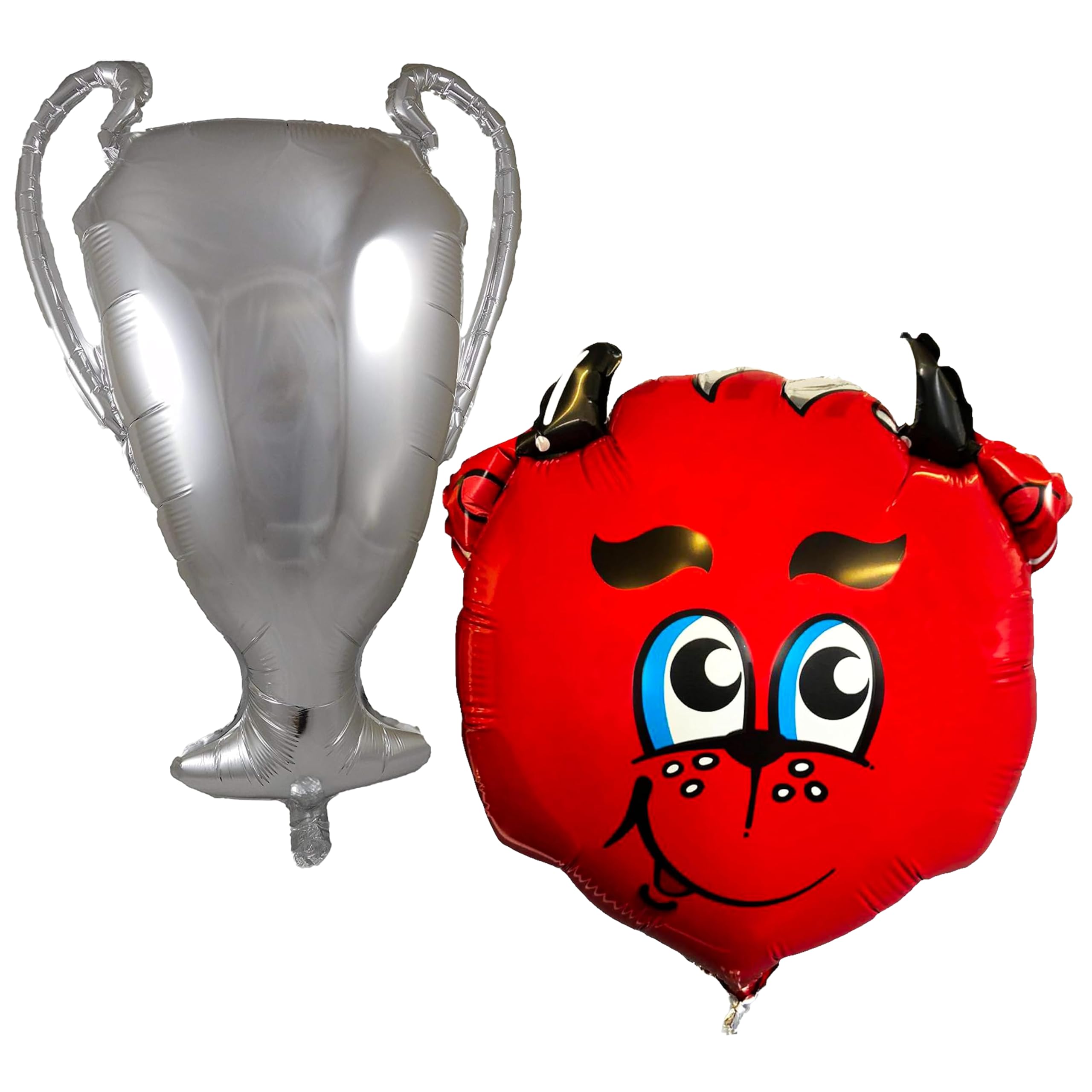 Toyland® Man U Balloon Pack - 1 x 20" Fred The Red & 1 x 28" Silver Trophy - Football Party Decorations