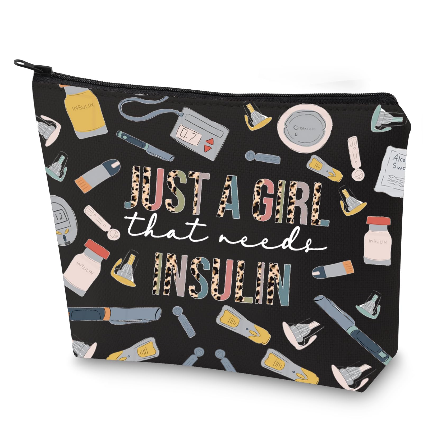 WZMPA Diabetes Insulin Makeup Bag Diabetes Awareness Gifts Just A Gil That Needs Insulin Zipper Bag Diabetic Supply Kit, Girl Insulin BL