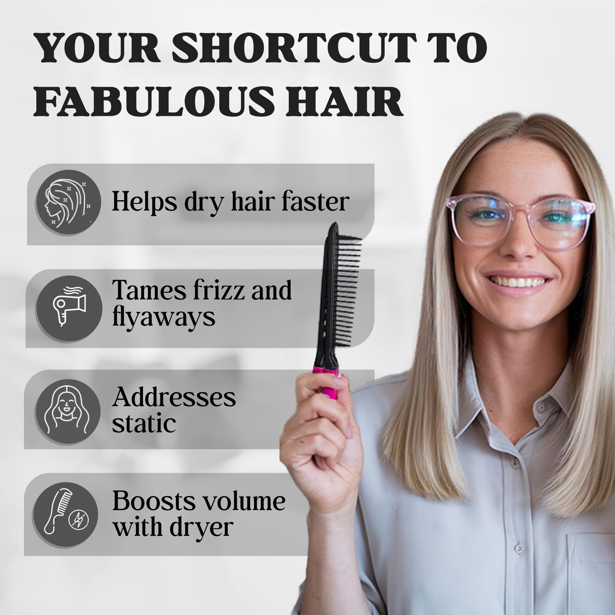 HerStyler Herstyler Hair Straightening Comb - Straightener Comb for Flat Iron - Makes Styling Easy - Get Straight Hair in Minutes (Pink)