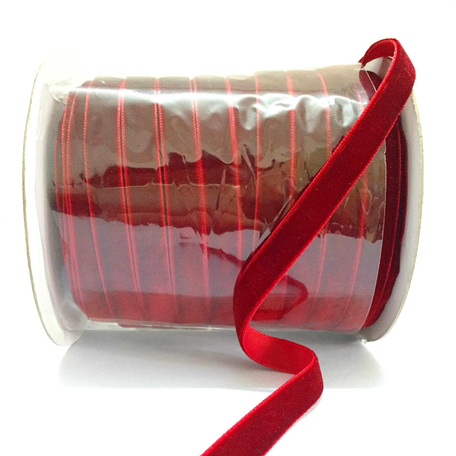 Photo 1 of 50 Yards Vintage Red Velvet Ribbon 3/8 Inch Wide with Spool for Wedding Christmas Party Wrapping DIY Crafts Floral Bouquets Home Decor