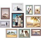 Funtopia Picture Frames, 10 Pack Picture Frames Collage Wall Decor, Gallery Wall Frame Set for Wall or Tabletop Display, Multi-size with 8x10, 5x7, 4x6 Family Photo Frames