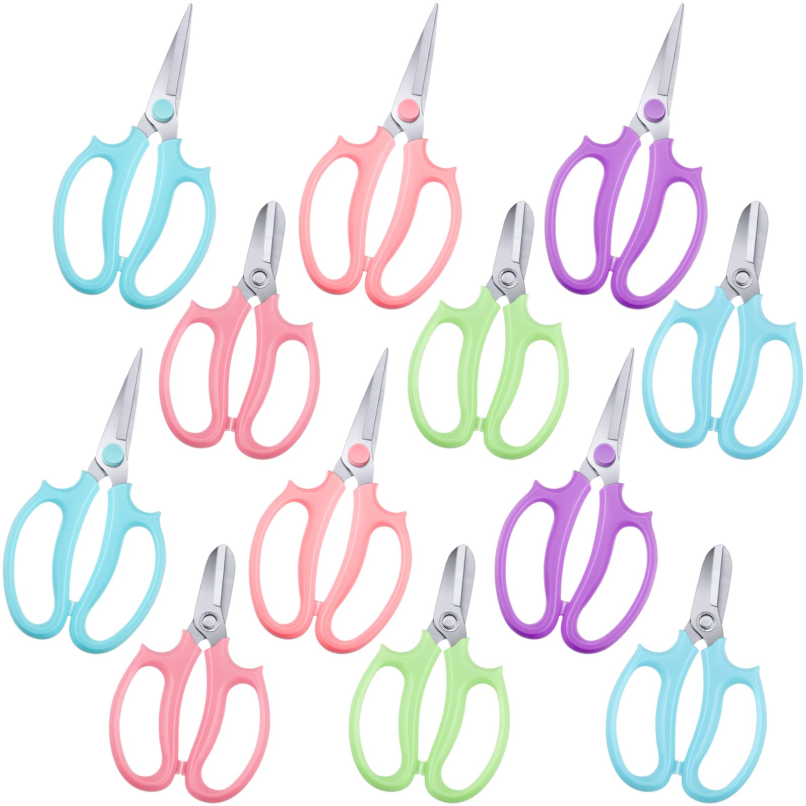 Photo 1 of 12 Pcs Gardening Tools Flower Scissors Flower Bar Supplies Pastel Rainbow Color Pruning Scissors Floral Shears Stainless Steel Garden Clippers Cutters for Branches Leaves, Gift for Women(Fresh Color)