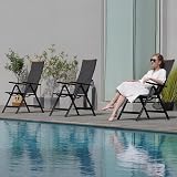 Grand Patio Aluminium Folding Chair with 6-Position Backrest Black view 6