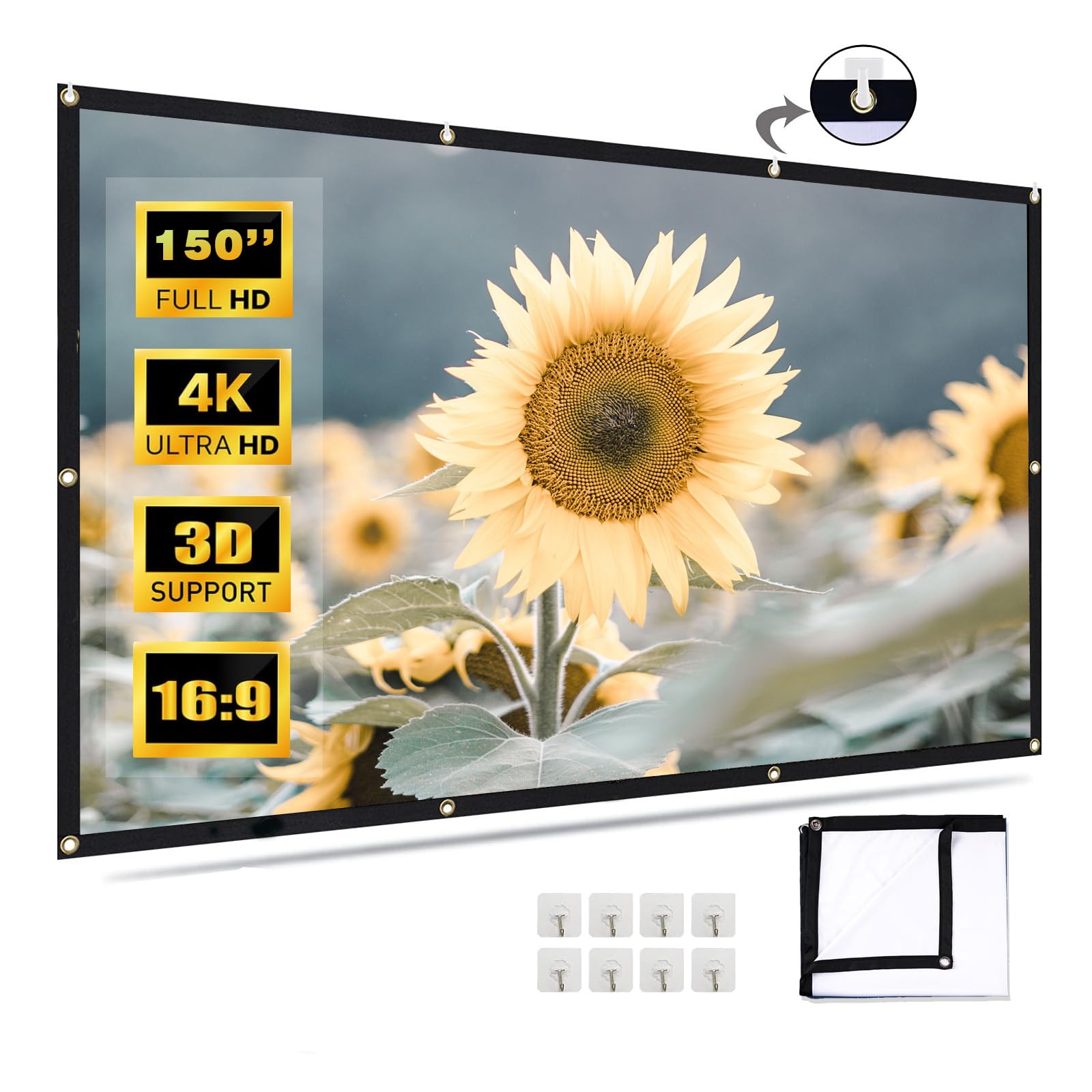 VenirCool 150 Inch Projector Screen, Portable