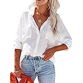 Breezy Lane Button Down Shirt for Women Beach Cover Up Long Sleeve Blouses
