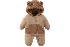 JiAmy Baby Snowsuit Winter Romper Hooded Boys Girls Jumpsuit Bear Thick Windproof Cap Infant Winter Clothes