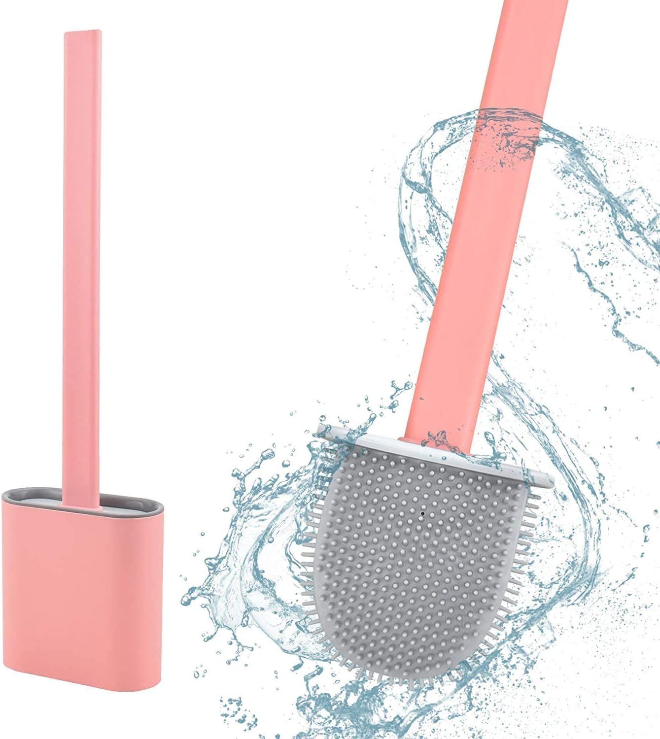Voetex Zone Silicone Toilet Brush with Holder Stand , Brush for