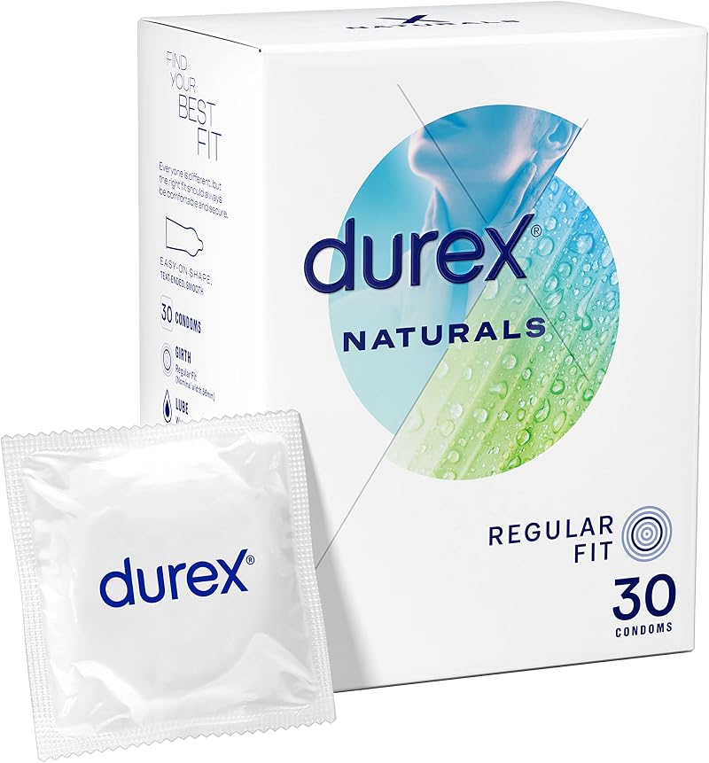 Durex Naturals Thin Fit Condoms 30 Pack with Water Based Lube 56mm
