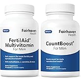 Fairhaven Health FertilAid for Men and Countboost Combo | Prenatal Male Fertility Supplement | Count and Motility Support Pre Conception for Him | Fertility Support Includes L-carnitine, Zinc, Folate
