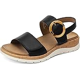 UBFEN Womens Flat Sandals Arch Support Open Toe Walking Comfy Casual Low Wedge Summer Shoes