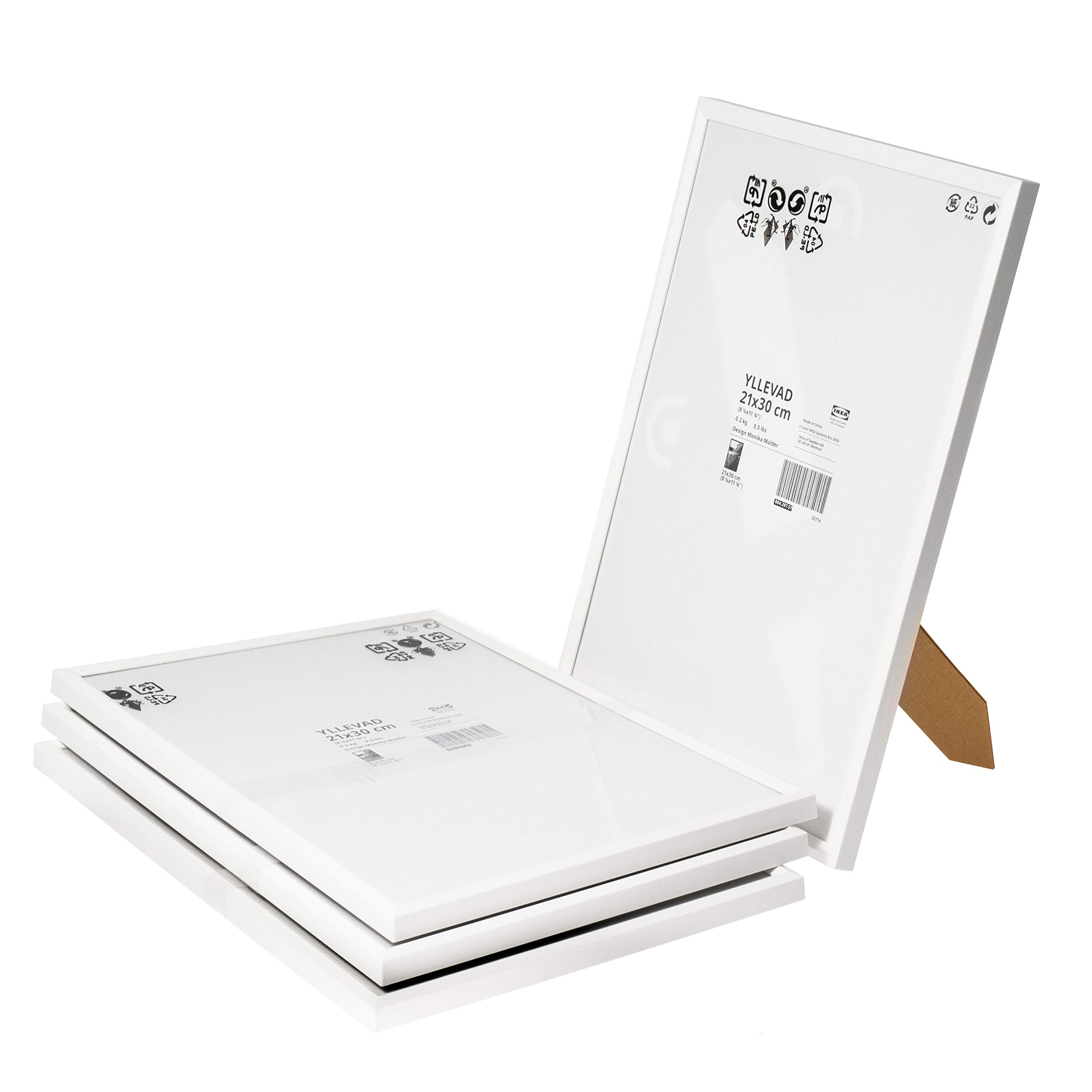 Ikea YLLEVAD A4 21x30cm Lightweight Picture Frame Plastic and Cardboard Picture Frame, Set of 4, White