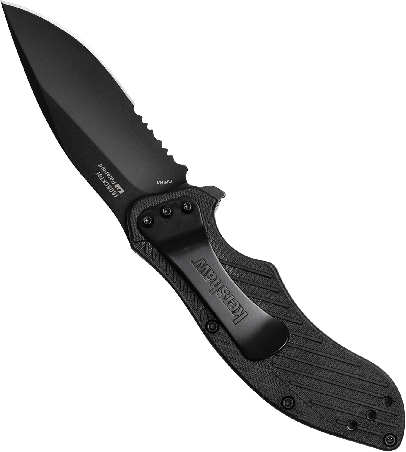 Kershaw Clash Pocket Knife, Black Serrated (1605CKTST); 3.1” Stainless Steel Blade with Black-Oxide Coating; Glass-Filled Nylon Handle with SpeedSafe Opening and Reversible Pocketclip; 4.3oz : Hunting Knives : Sports & Outdoors