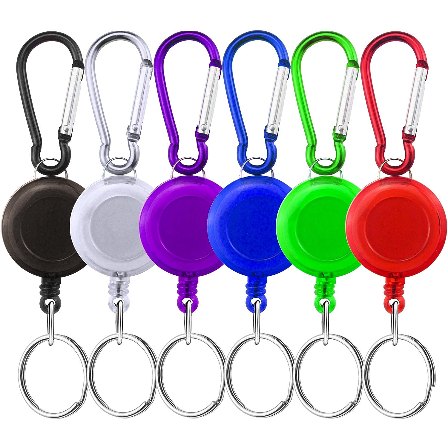 Unvtap Retractable Keyring 12 Pcs Badge Holder Keychain Lanyard, Multicolor