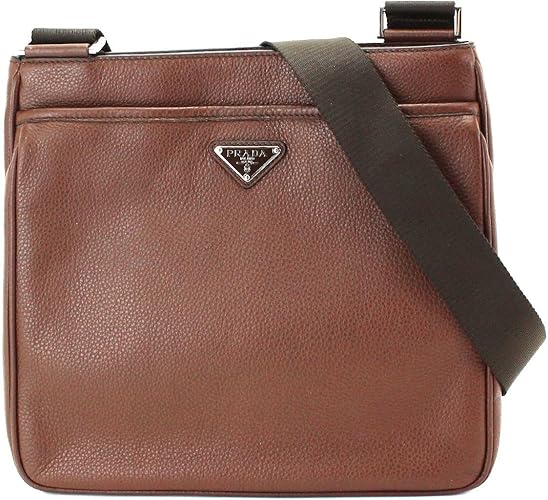 Amazon プラダ Prada Vitellocity レザー ショルダー バッグ ブラウン メンズ 2vh019 中古 Prada プラダ ショルダーバッグ