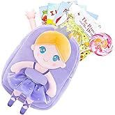 Gloveleya Toddler Backpack with Plush Ballerina Doll – Soft Kids Backpack for Girls, Purple Preschool Bag, Birthday & Holiday Gift, Ballet Party, Dance Class & Back-to-School Companion