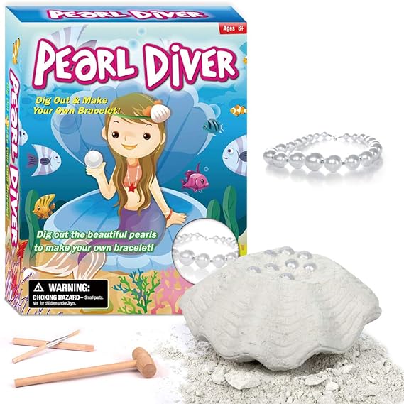 Dr. Daz Muschel Ausgrabungsset Muschelschatz mit Perle im Inneren Spielzeug für Kinder