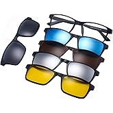 JIM HALO Magnetic 5Pcs Polarized Clip-on Sunglasses Plastic Frame for Night Driving