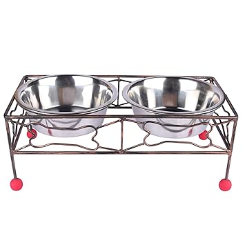 Naaz Wrought Iron Dog Bowl Stand Collection Rustic Bone Diner For