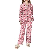 Arshiner Pajamas Set for Girls Plaid Long Sleeve Lounge Set Button Down Pj Sets