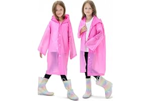 HOOMBOOM 2 Pack Waterproof Raincoats for Kids Reusable,EVA Rain Ponchos Emergency Rain Jacket for Children, Boys and Girls