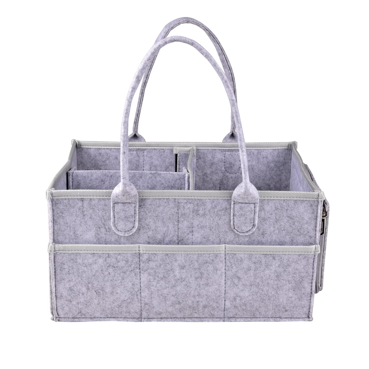 WUUDWALK Felt bag Nursery Storage Wipes Bag Nappy Organizer Container felt storage basket felt storage box With zipper pocket, Gray