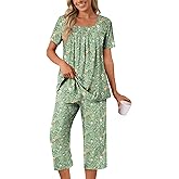 POPYOUNG Summer Womens Pajama Set 2 Pieces Pjs Ladies Pajamas Lounge Sleepwear with Pockets