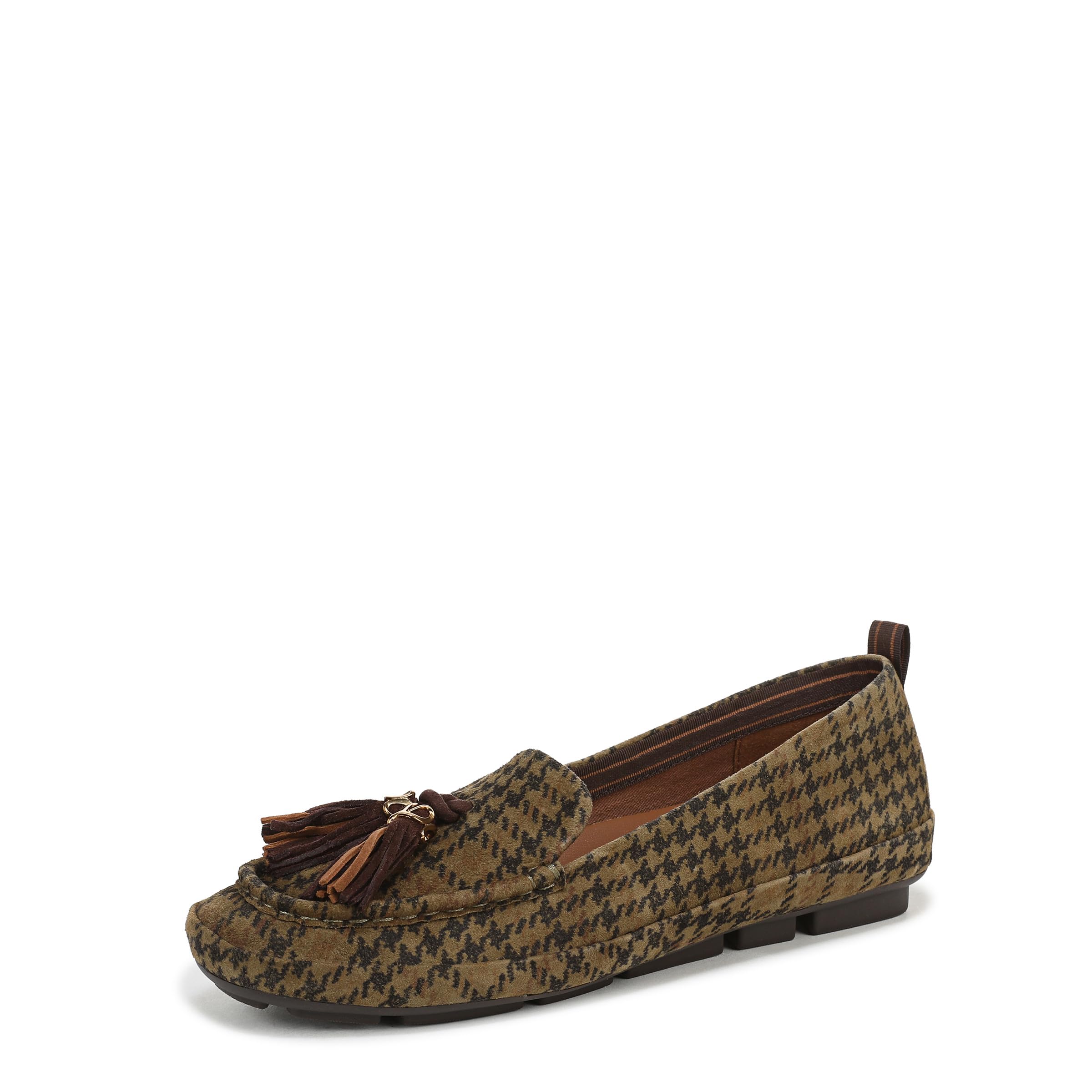 Naturalizer Women’s Betsy Driving Style Loafer Olive Houdstooth Suede 6 W