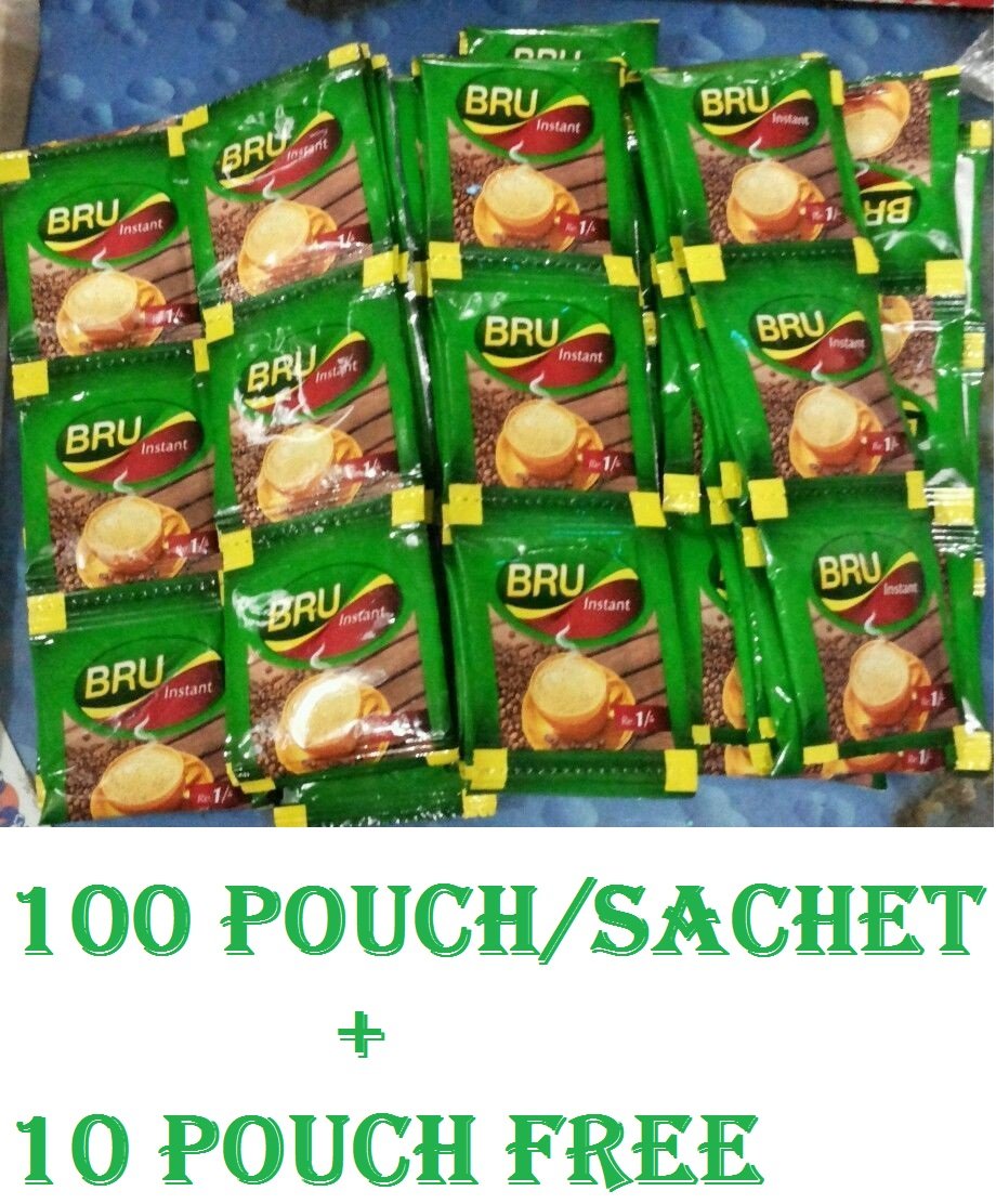 100 + 10 Packets Free Bru Instant Coffee Pouch Makes 110 Cups Free